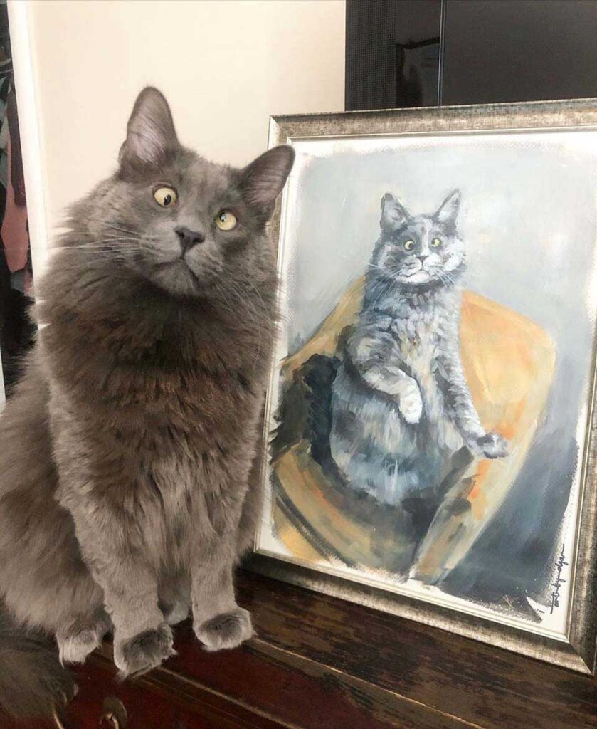 Chat et son portrait