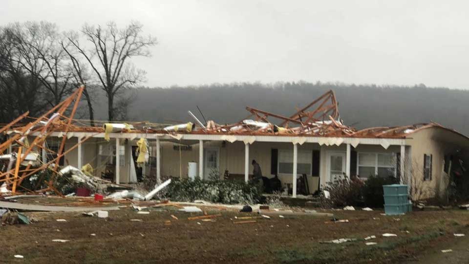 Maison détruite par une tornade