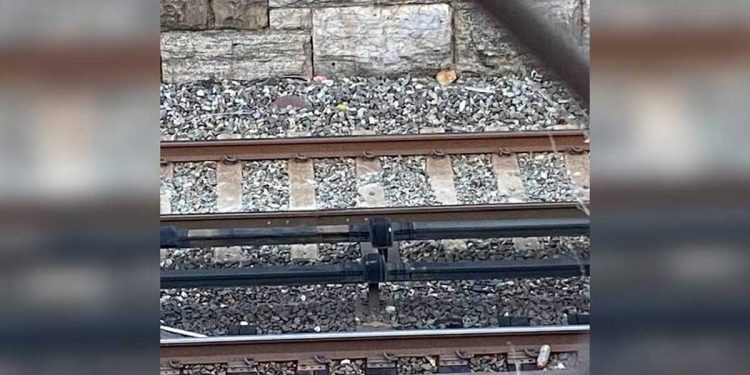 femme attendait train créature voies