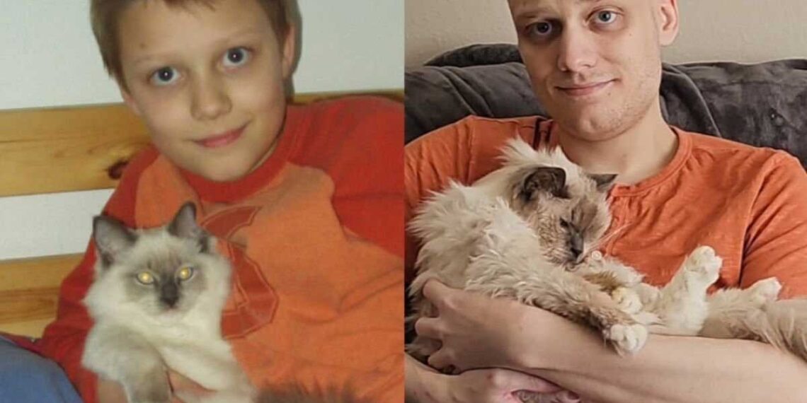 Un homme et son chat recréent une photo 20 ans après